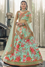 Rama Art Silk Floral Lehenga Choli for Wedding Reception with Sequins and Stone Work