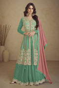 Rama Chinon Silk Palazo for Sangeet with Dori Work