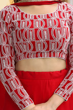 Red Georgette Lehenga Choli For Indian & Pakistani Wedding Festival - Thread & Sequins Embroidery Work