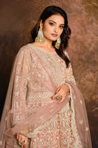 Rose Net Embroidery Anarkali Sangeet Outfits for Women
