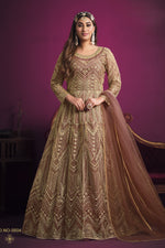 Rose Net Thread Embroidery Work Anarkali Indian Dresses for Women