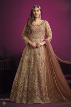 Rose Net Thread Embroidery Work Anarkali Indian Dresses for Women
