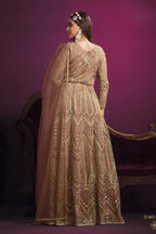 Rose Net Thread Embroidery Work Anarkali Indian Dresses for Women