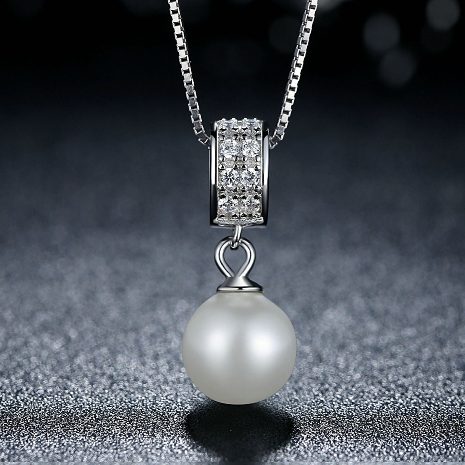 Pearl S925 Sterling Silver Necklace with Zirconia Diamond - Exquisite Engagement Party Wedding Jewelry