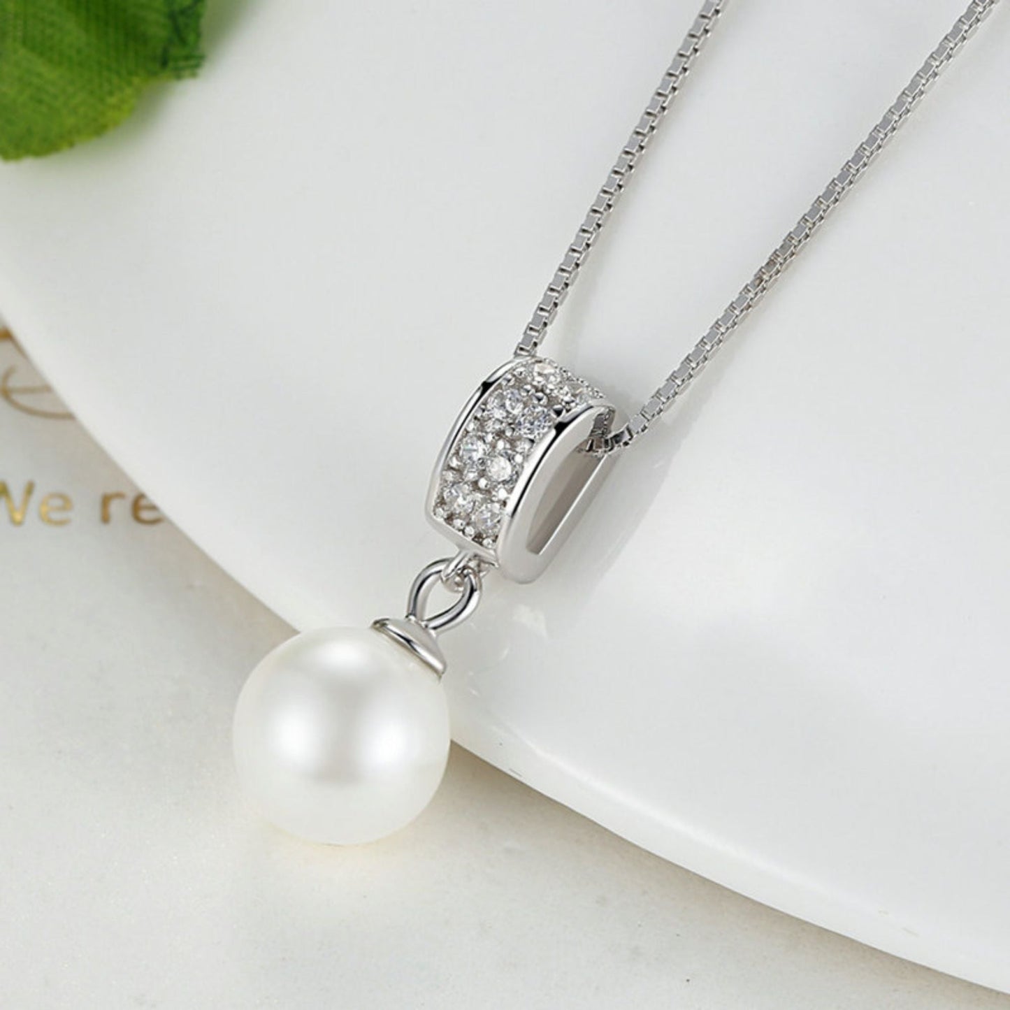 Pearl S925 Sterling Silver Necklace with Zirconia Diamond - Exquisite Engagement Party Wedding Jewelry