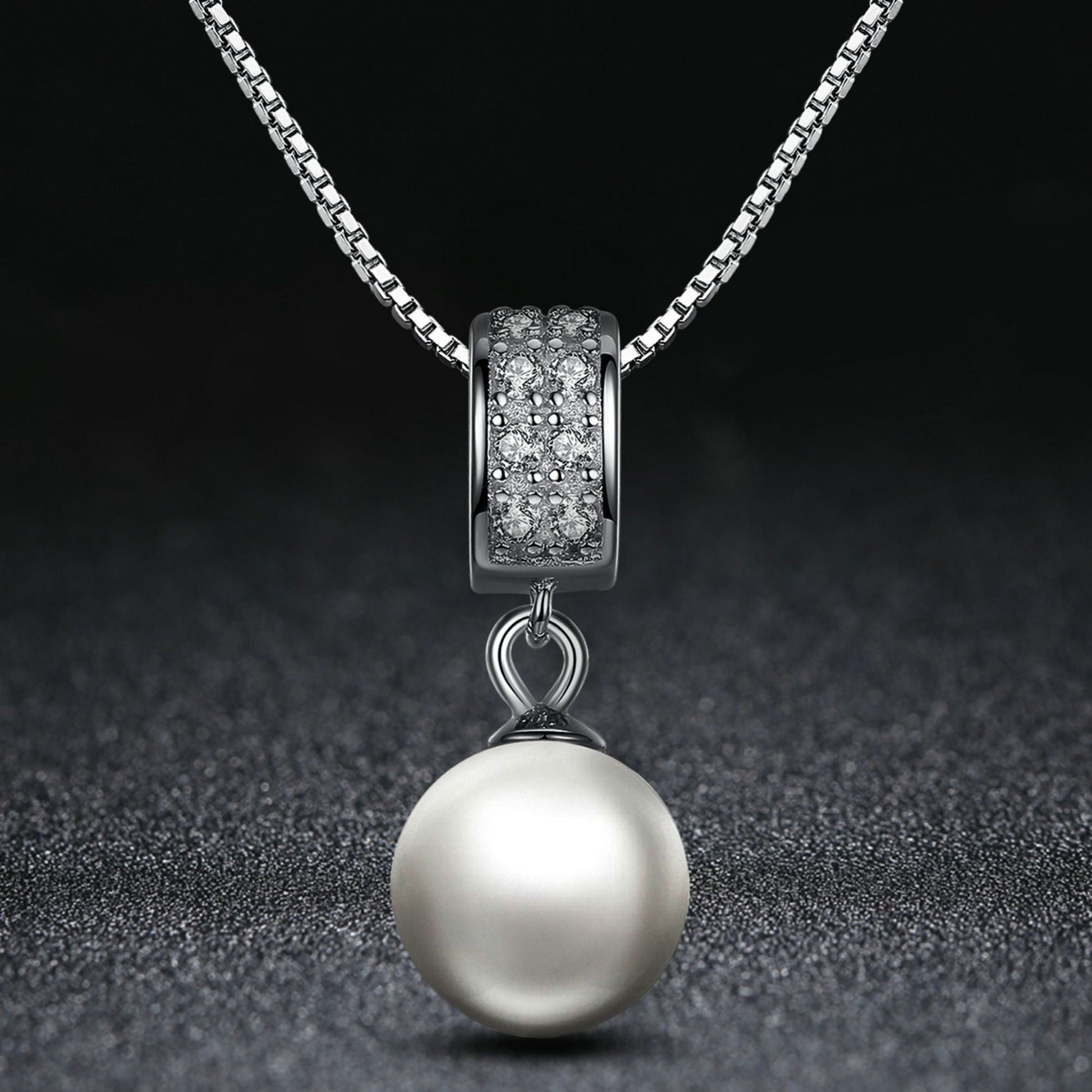 Pearl S925 Sterling Silver Necklace with Zirconia Diamond - Exquisite Engagement Party Wedding Jewelry