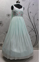 Sky Blue Georgette Lehenga Choli Set For Indian Festivals & Weddings - Sequence Work & Thread Embroidery Work