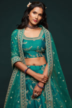 Rama Embroidered Lehenga with Art Silk Dori Zari Work