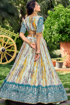 Rama Chinon Silk Printed Lehenga Choli with Zari and Sequins Work