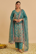 Rama Shimmer Silk Women's Straight Pant Suit with Embroidery Work