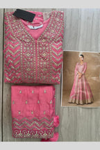 Pink Chinon Silk Anarkali Suit For Indian & Pakistani Wedding Festival - Thread Sequence Embroidery