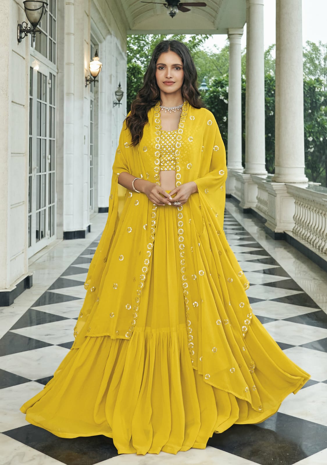 Yellow Georgette Lehenga Choli For Indian Festivals & Weddings - Embroidery Work