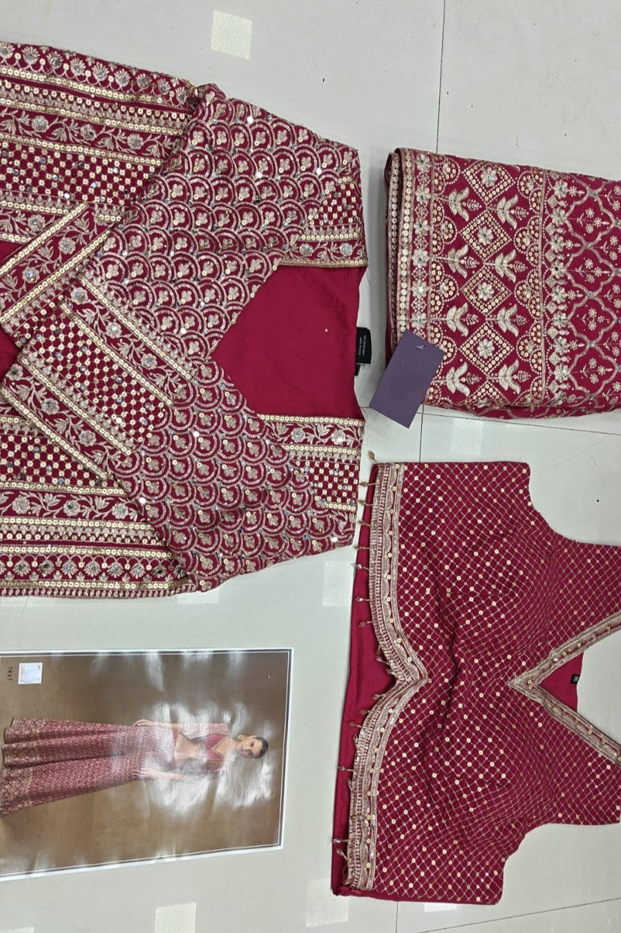 Pink Georgette Palazzo Choli With Jacket For Indian & Pakistani Wedding Festival - Sequins Embroidery Work, Stone Work