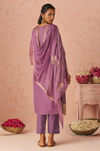 Peach Zari Fancy Fabric Silk Kameez With Pant For Indian & Pakistani Wedding Festival - Thread & Sequins Embroidery Work, Moti Work