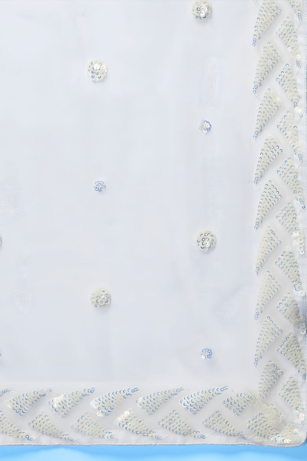 White Net Reception Lehenga Choli with Thread and Sequins Embroidery
