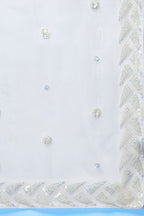 White Net Reception Lehenga Choli with Thread and Sequins Embroidery