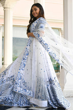 White Satin Sangeet Lehenga Choli with Zari and Sequins Work