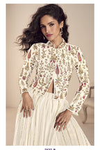 White Vichitra Silk Long Sleeves Lehenga with Sequin Embroidery Work