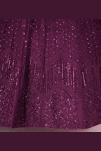 Purple Net Lehenga Choli For Indian & Pakistani Wedding Festival - Sequins & Thread Embroidery Work