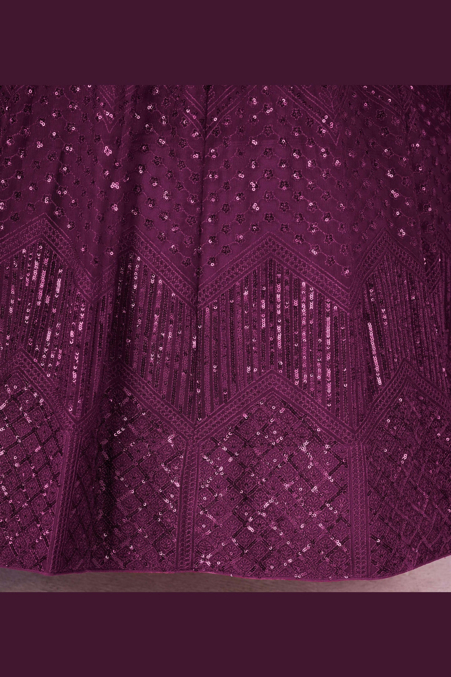 Purple Net Lehenga Choli For Indian & Pakistani Wedding Festival - Sequins & Thread Embroidery Work