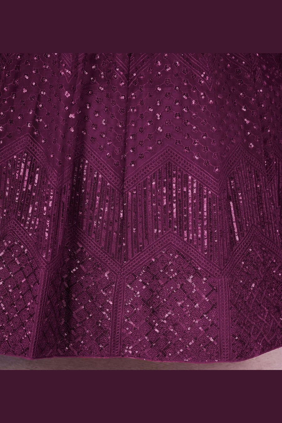 Purple Net Lehenga Choli For Indian & Pakistani Wedding Festival - Sequins & Thread Embroidery Work