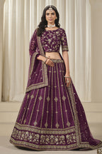 Wine Purple Sequins Embroidered Indian Lehenga Choli for Wedding