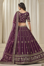 Wine Purple Sequins Embroidered Indian Lehenga Choli for Wedding