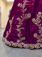 Wine Purple Rangoli Silk Wedding Lengha for Women with Zari and Sequins Work