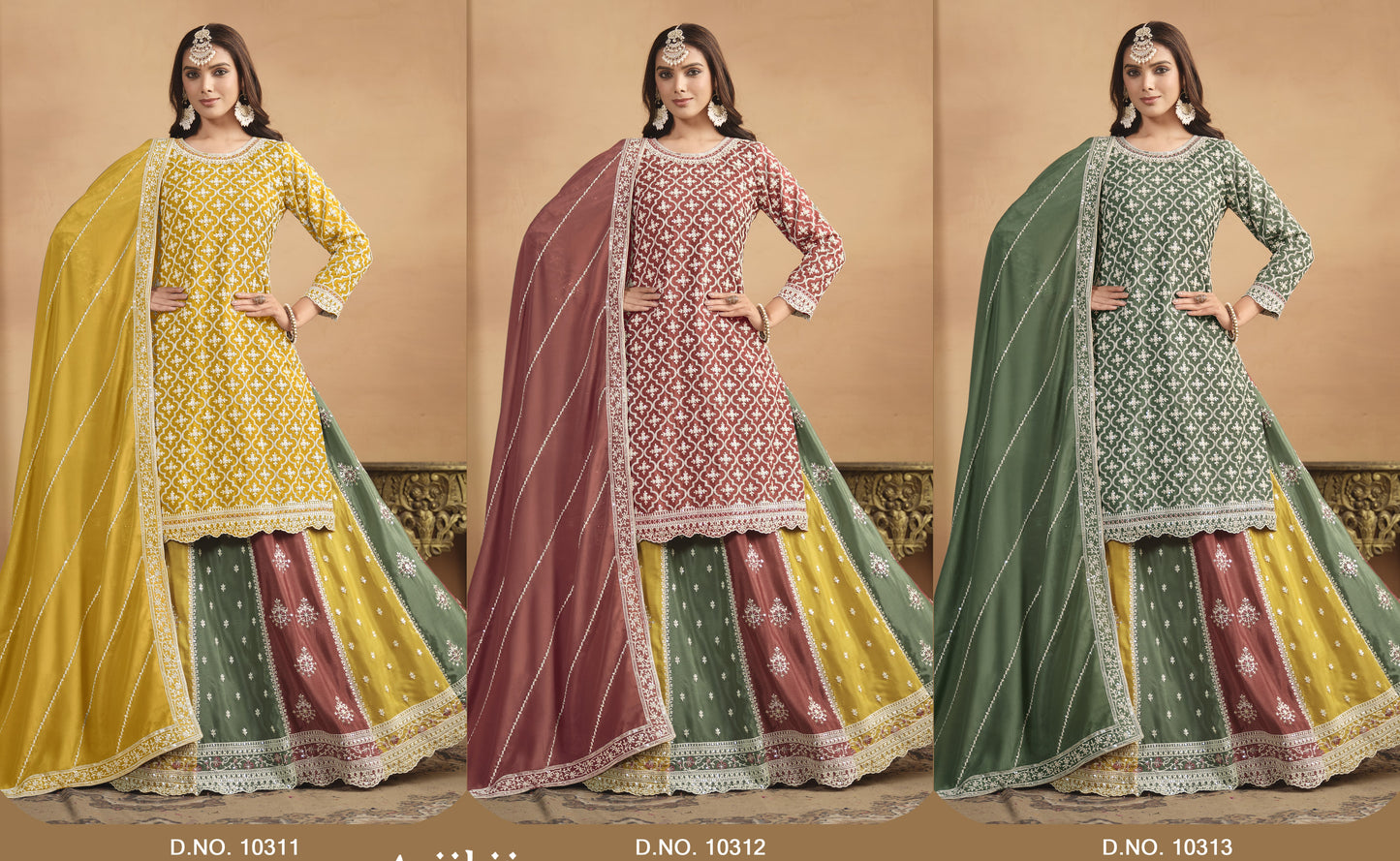 Yellow Chinon Silk Lehenga Choli with Multicolor Lehenga For Indian Festivals & Pakistani Weddings - Thread Embroidery Work