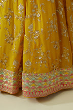 Yellow Georgette Lehenga Choli For Indian & Pakistani Wedding Festival - Zari Work, Sequence Embroidery Work, Thread Embroidery Work, Print Work