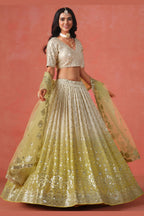 Yellow Georgette Lehenga Choli For Indian & Pakistani Wedding Festival - Sequins & Thread Embroidery Work, Zari Work