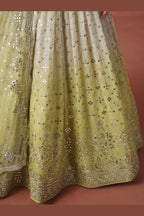 Yellow Georgette Lehenga Choli For Indian & Pakistani Wedding Festival - Sequins & Thread Embroidery Work, Zari Work