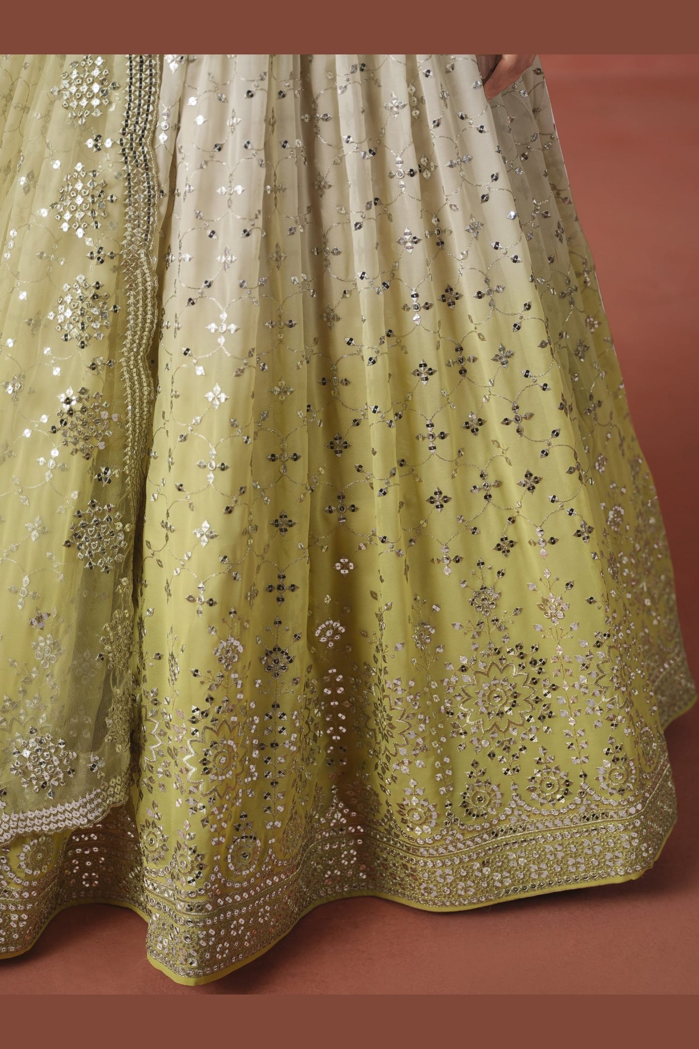 Yellow Georgette Lehenga Choli For Indian & Pakistani Wedding Festival - Sequins & Thread Embroidery Work, Zari Work