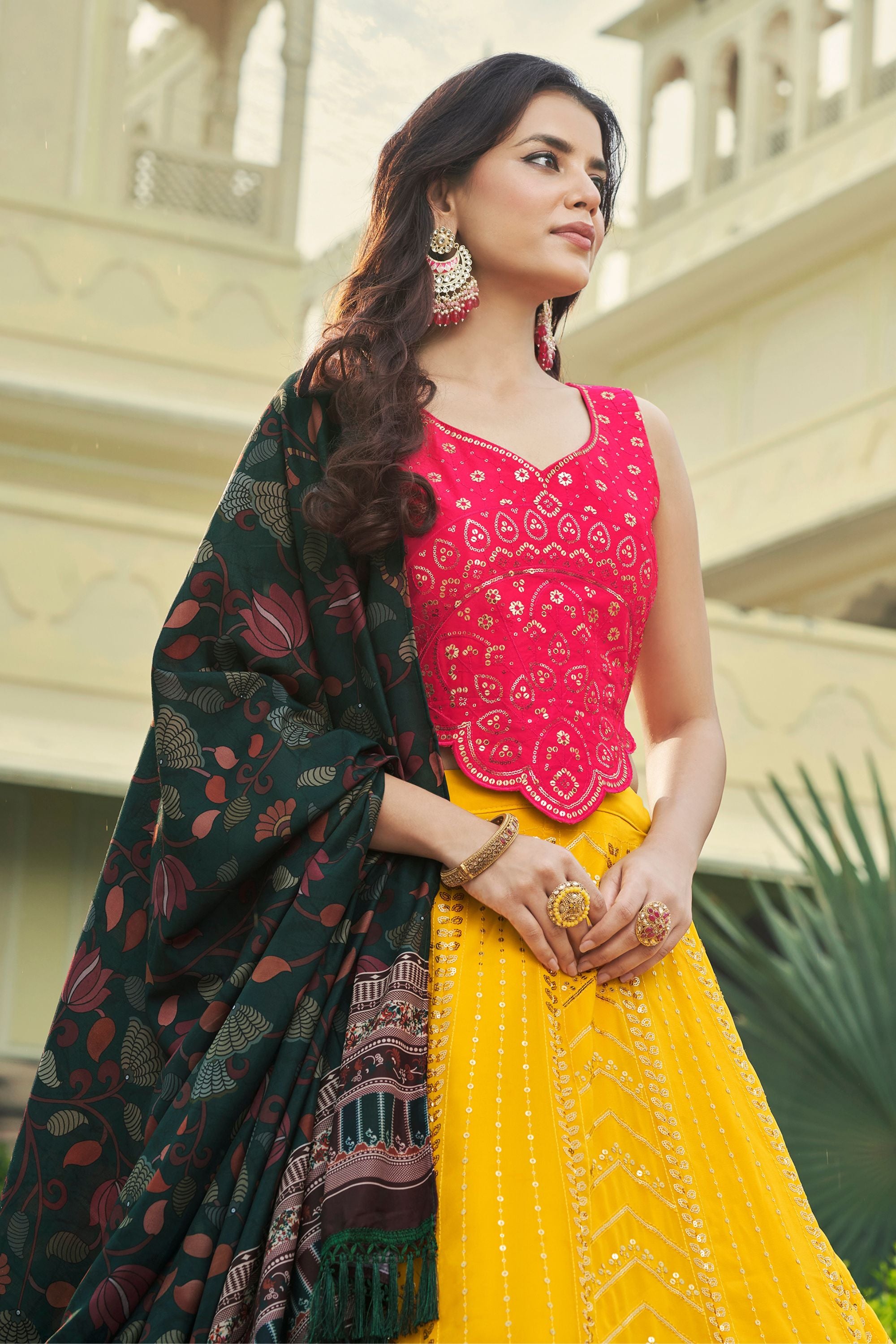 Yellow Georgette Lehenga Choli For Indian Weddings & Festivals - Thread Work, Sequence Embroidery Work