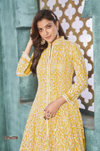 Yellow Net Anarkali Indian Party Wear Dresses with Sequins and Thread Embroidery Work