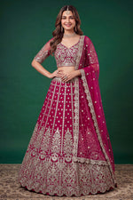 Hot Pink Reception Lehenga with Zari, Dori and Sequins Work