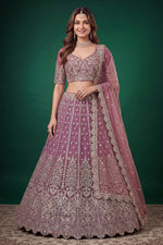 Light Purple Net Sangeet Lehenga with Zari & Sequins Work