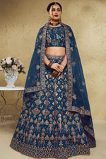 Blue Sangeet Lehenga Choli with Zari & Sequin Work