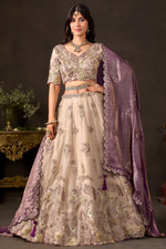 Light Beige Designer Fendy Silk Lehenga Choli with Zari Work