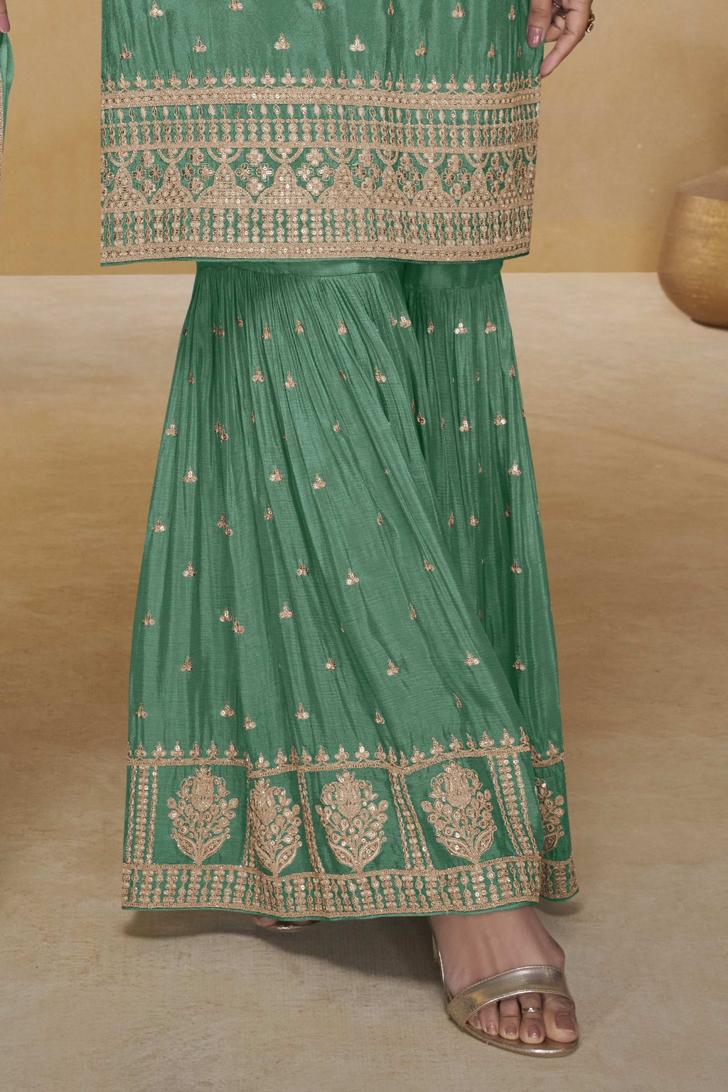 Green Sharara Suits for Women for Eid