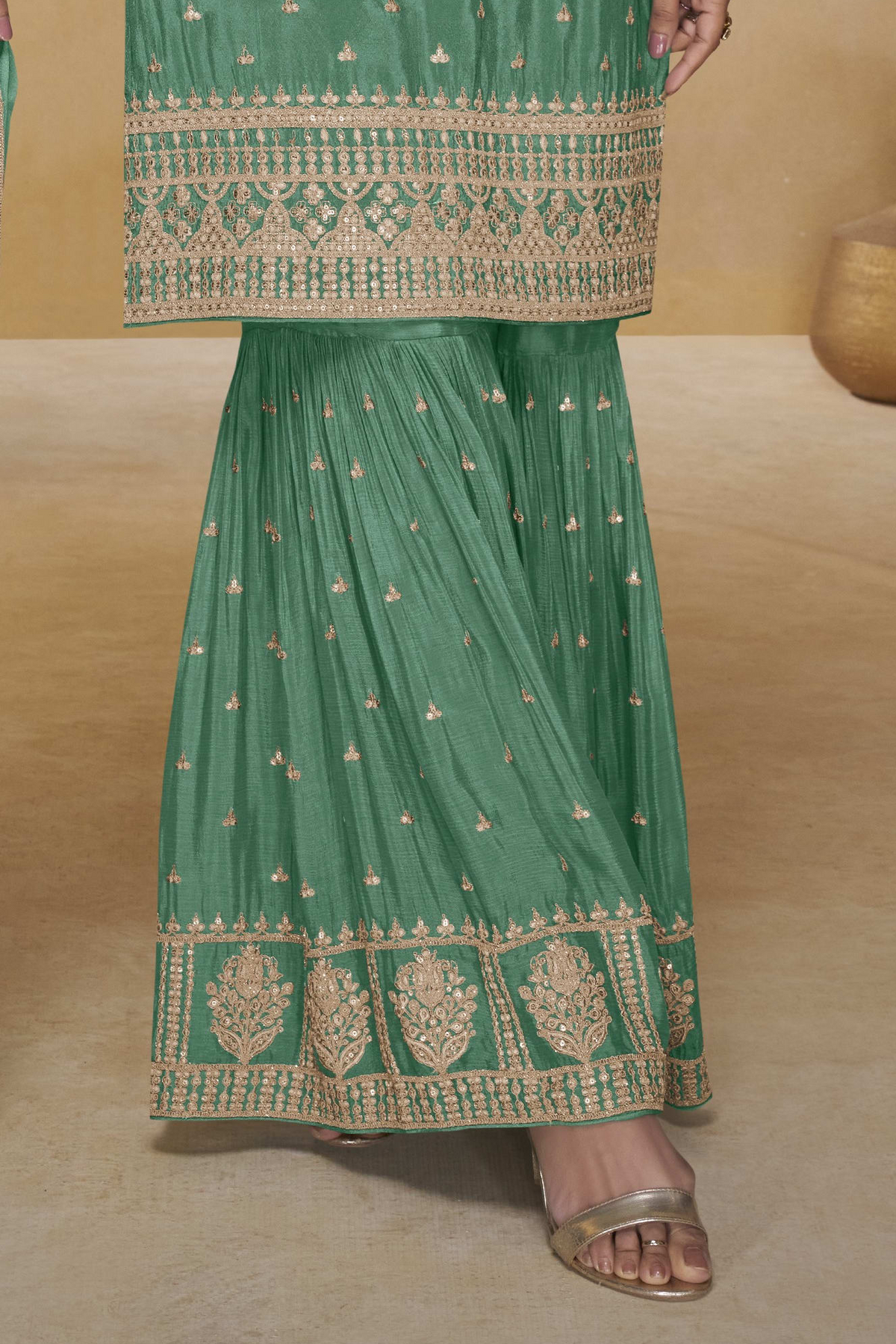 Green Sharara Suits for Women for Eid