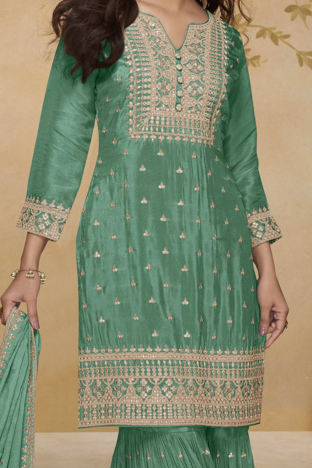 Green Sharara Suits for Women for Eid