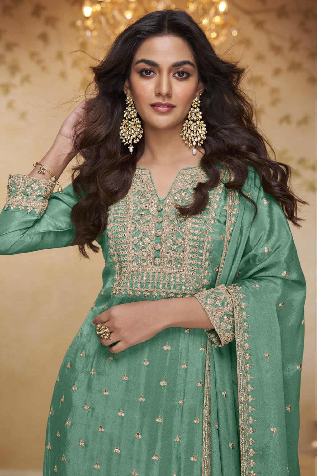 Green Sharara Suits for Women for Eid