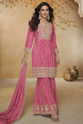 Pink Chinon Silk Sharara Suit for Wedding with Thread & Sequins Embroidery