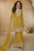 Mustard Yellow Embroidered Sharara Suit for Haldi
