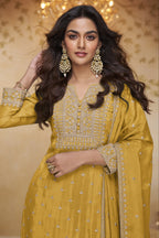 Mustard Yellow Embroidered Sharara Suit for Haldi