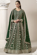 Green Georgette Anarkali Suit For Indian & Pakistani Wedding Festival - Embroidery Work
