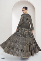 Grayish Black Georgette Palazzo with Choli & Jacket For Wedding & Indian Festival - Embroidery Work