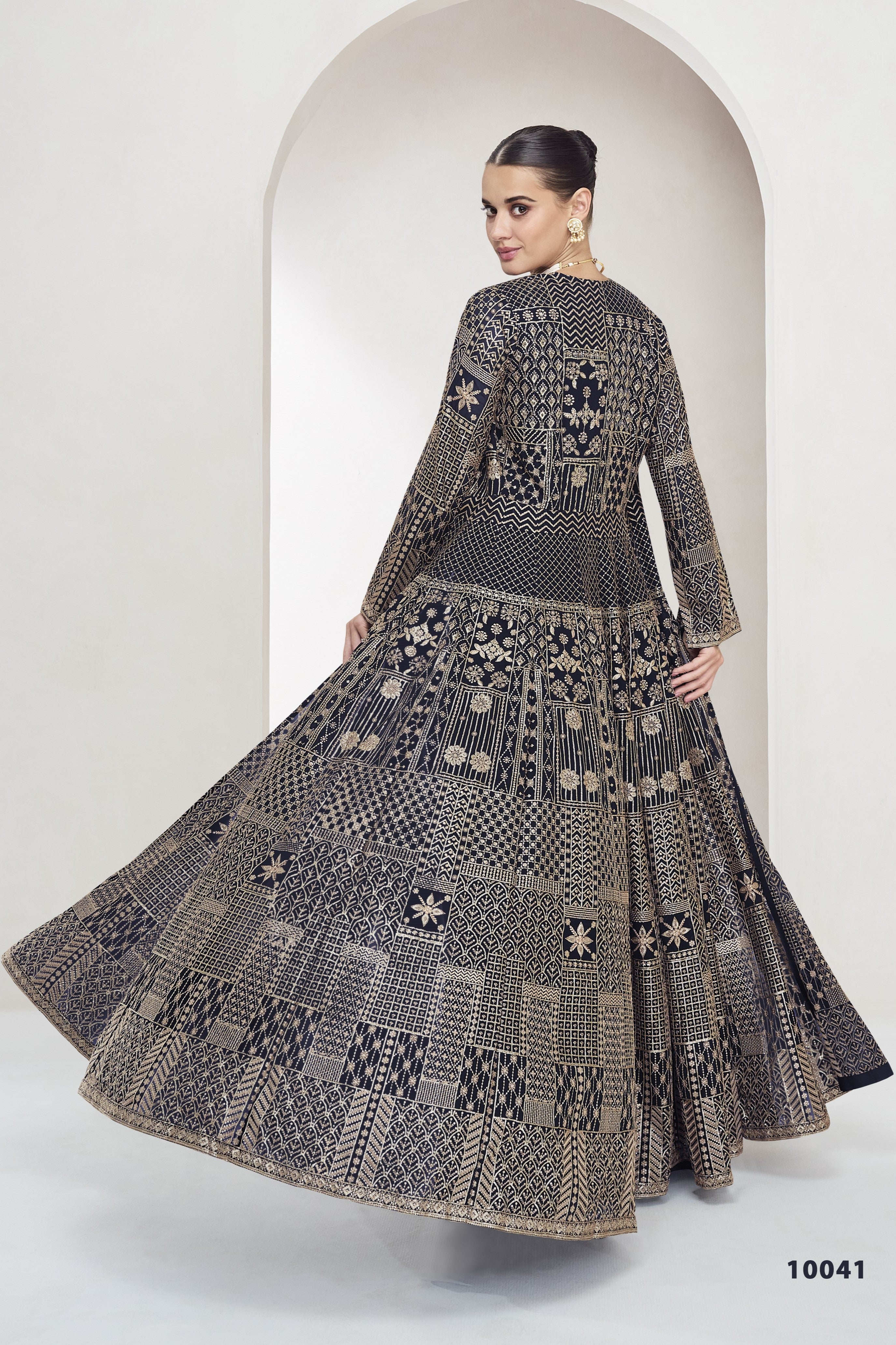 Blue Georgette Palazzo with Choli & Jacket For Wedding & Indian Festival - Embroidery Work