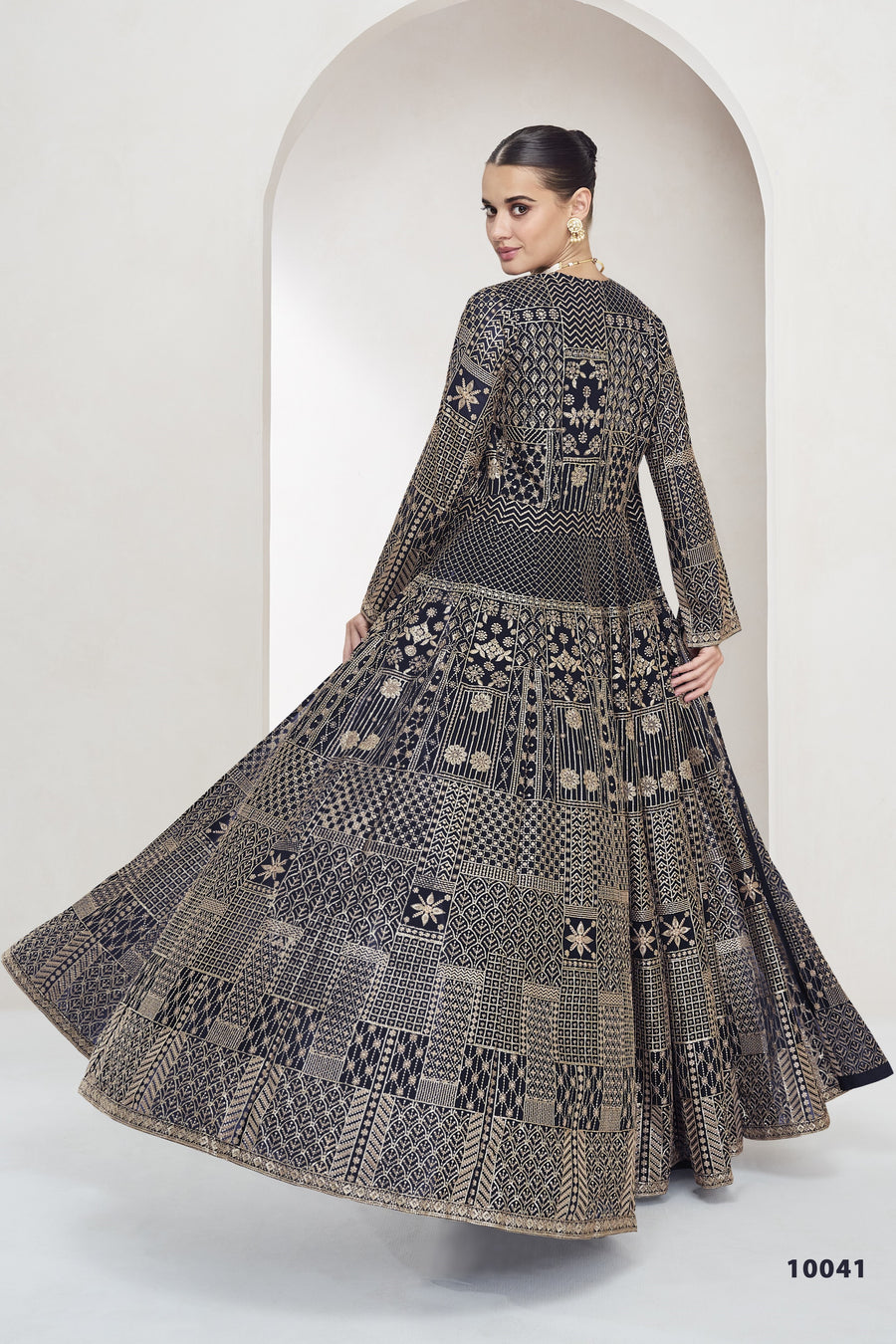 Blue Georgette Palazzo with Choli & Jacket For Wedding & Indian Festival - Embroidery Work